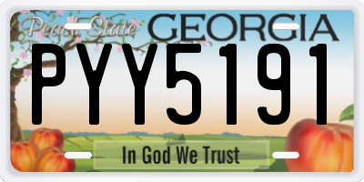 GA license plate PYY5191