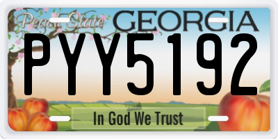 GA license plate PYY5192