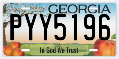 GA license plate PYY5196