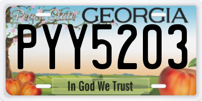 GA license plate PYY5203