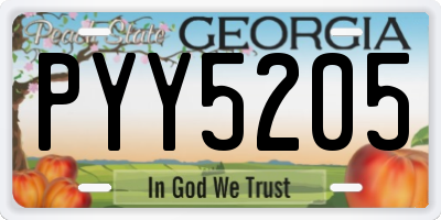 GA license plate PYY5205