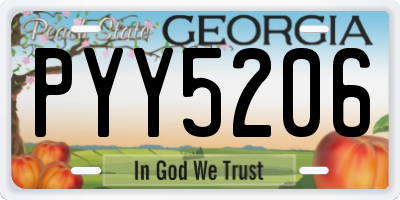 GA license plate PYY5206