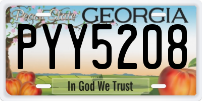 GA license plate PYY5208