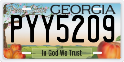 GA license plate PYY5209