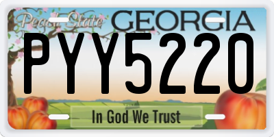GA license plate PYY5220