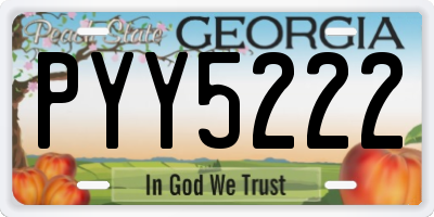 GA license plate PYY5222