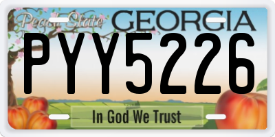 GA license plate PYY5226