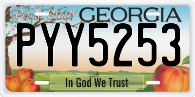GA license plate PYY5253