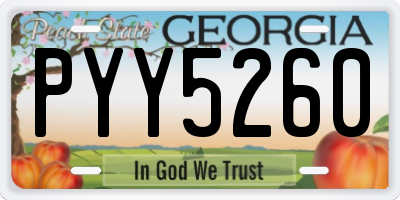 GA license plate PYY5260