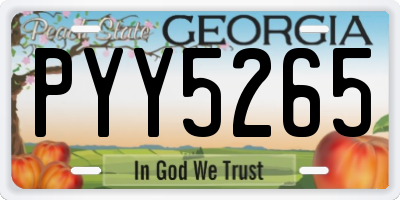 GA license plate PYY5265