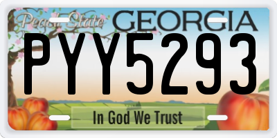GA license plate PYY5293