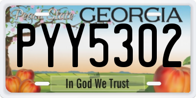 GA license plate PYY5302