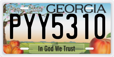 GA license plate PYY5310