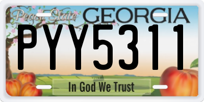 GA license plate PYY5311
