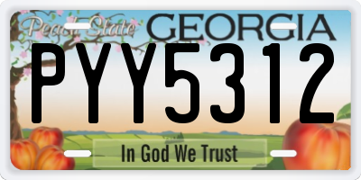 GA license plate PYY5312