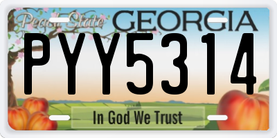GA license plate PYY5314