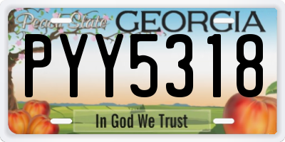GA license plate PYY5318