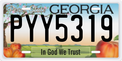 GA license plate PYY5319