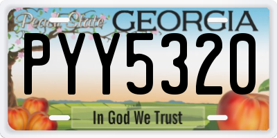 GA license plate PYY5320