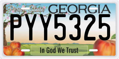 GA license plate PYY5325