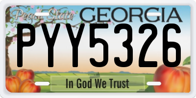GA license plate PYY5326