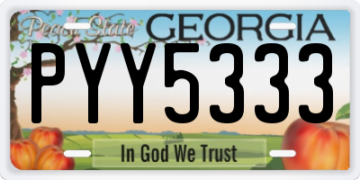 GA license plate PYY5333