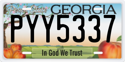 GA license plate PYY5337