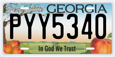 GA license plate PYY5340