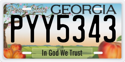 GA license plate PYY5343