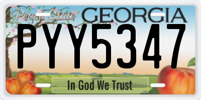 GA license plate PYY5347