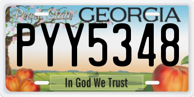 GA license plate PYY5348