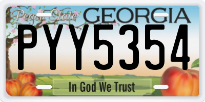 GA license plate PYY5354