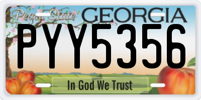 GA license plate PYY5356