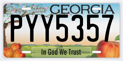 GA license plate PYY5357