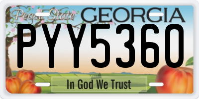 GA license plate PYY5360