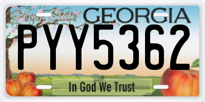 GA license plate PYY5362