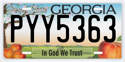 GA license plate PYY5363