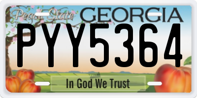 GA license plate PYY5364