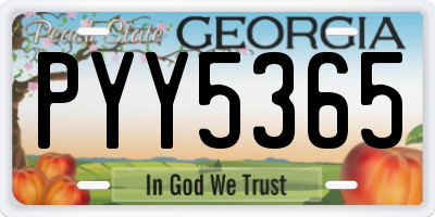 GA license plate PYY5365