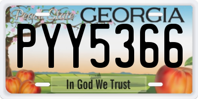 GA license plate PYY5366