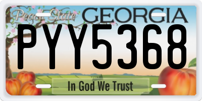 GA license plate PYY5368