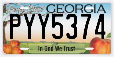 GA license plate PYY5374