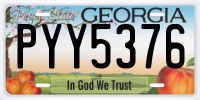 GA license plate PYY5376