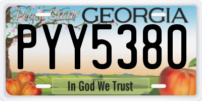 GA license plate PYY5380