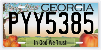 GA license plate PYY5385