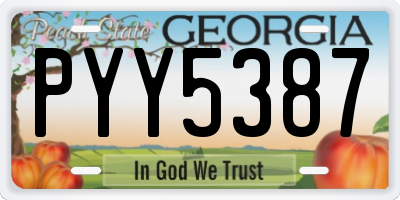 GA license plate PYY5387