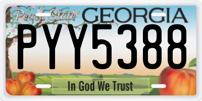 GA license plate PYY5388