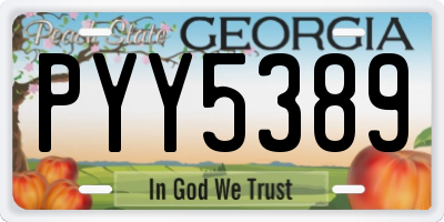 GA license plate PYY5389