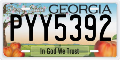 GA license plate PYY5392