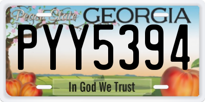 GA license plate PYY5394
